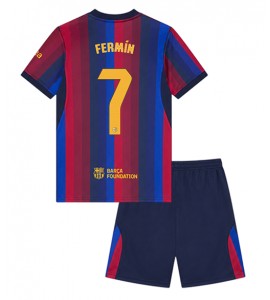 Barcelona Fermin Lopez #7 Jalkapallovaatteet Lasten Kotipeliasu 2026-27 Lyhythihainen (+ Lyhyet housut)